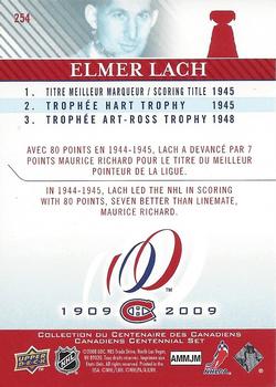 2008-09 Upper Deck Montreal Canadiens Centennial #254 Elmer Lach Back