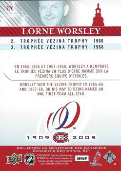 2008-09 Upper Deck Montreal Canadiens Centennial #270 Lorne Worsley Back