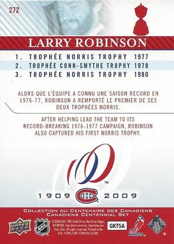 2008-09 Upper Deck Montreal Canadiens Centennial #272 Larry Robinson Back