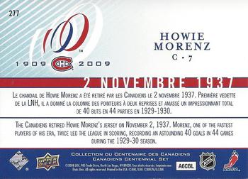 2008-09 Upper Deck Montreal Canadiens Centennial #277 Howie Morenz Back