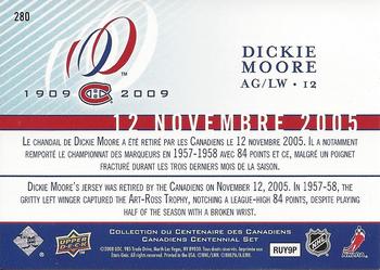 2008-09 Upper Deck Montreal Canadiens Centennial #280 Dickie Moore Back