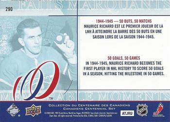 2008-09 Upper Deck Montreal Canadiens Centennial #290 Maurice Richard Back