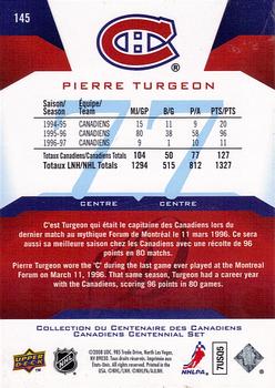 2008-09 Upper Deck Montreal Canadiens Centennial #145 Pierre Turgeon Back