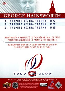 2008-09 Upper Deck Montreal Canadiens Centennial #264 George Hainsworth Back