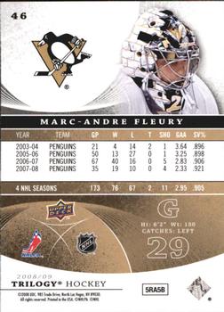 2008-09 Upper Deck Trilogy #46 Marc-Andre Fleury Back