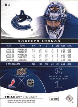 2008-09 Upper Deck Trilogy #81 Roberto Luongo Back