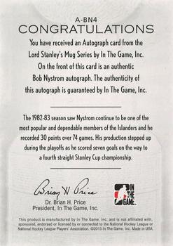 2013-14 In The Game Lord Stanley's Mug - Autographs #A-BN4 Bob Nystrom Back