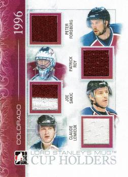 2013-14 In The Game Lord Stanley's Mug - Cup Holders Silver #CH-64 Peter Forsberg / Patrick Roy / Joe Sakic / Claude Lemieux Front