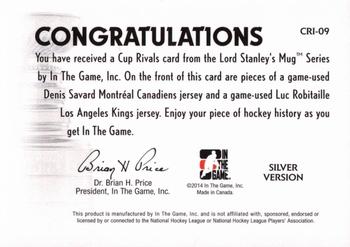 2013-14 In The Game Lord Stanley's Mug - Cup Rivals Silver #CRI-09 Denis Savard / Luc Robitaille Back