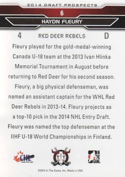 2014 In The Game Draft Prospects #6 Haydn Fleury Back