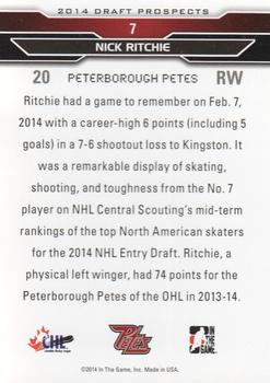 2014 In The Game Draft Prospects #7 Nick Ritchie Back
