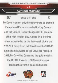 2014 In The Game Draft Prospects #71 Connor McDavid Back