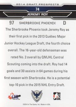 2014 In The Game Draft Prospects #74 Jeremy Roy Back