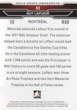 2014 In The Game Draft Prospects #83 Guy Lafleur Back