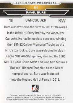 2014 In The Game Draft Prospects #94 Pavel Bure Back