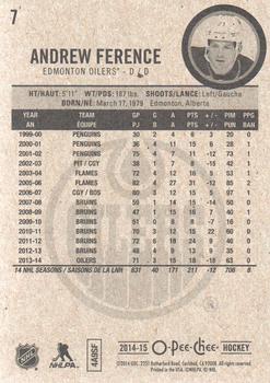 2014-15 O-Pee-Chee #7 Andrew Ference Back