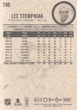 2014-15 O-Pee-Chee #190 Lee Stempniak Back