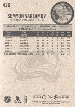2014-15 O-Pee-Chee #426 Semyon Varlamov Back