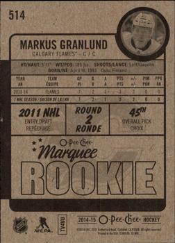 2014-15 O-Pee-Chee #514 Markus Granlund Back