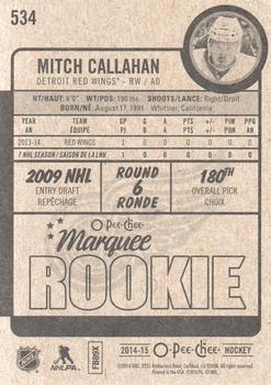 2014-15 O-Pee-Chee #534 Mitch Callahan Back