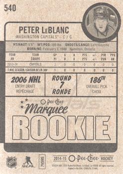 2014-15 O-Pee-Chee #540 Peter LeBlanc Back