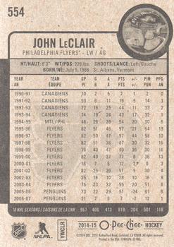 2014-15 O-Pee-Chee #554 John LeClair Back