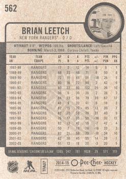 2014-15 O-Pee-Chee #562 Brian Leetch Back
