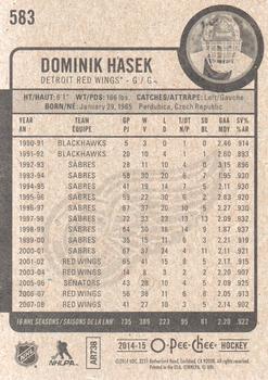 2014-15 O-Pee-Chee #583 Dominik Hasek Back
