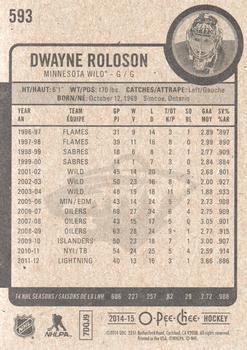 2014-15 O-Pee-Chee #593 Dwayne Roloson Back