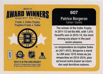 2014-15 O-Pee-Chee #607 Patrice Bergeron Back