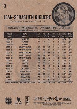 2014-15 O-Pee-Chee #3 Jean-Sebastien Giguere Back