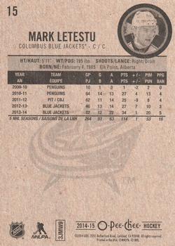 2014-15 O-Pee-Chee #15 Mark Letestu Back
