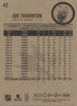 2014-15 O-Pee-Chee #42 Joe Thornton Back