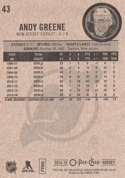 2014-15 O-Pee-Chee #43 Andy Greene Back