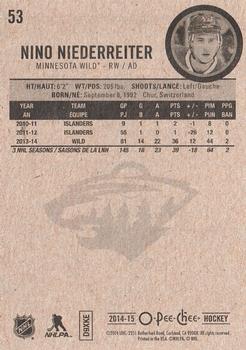 2014-15 O-Pee-Chee #53 Nino Niederreiter Back