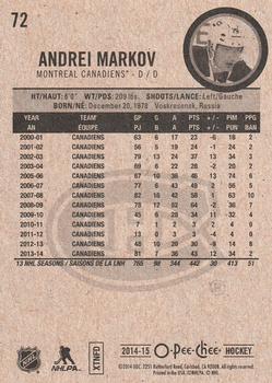 2014-15 O-Pee-Chee #72 Andrei Markov Back