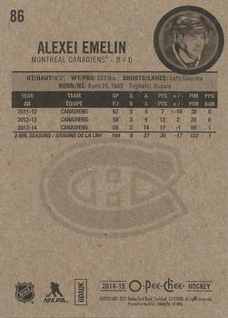 2014-15 O-Pee-Chee #86 Alexei Emelin Back