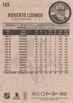 2014-15 O-Pee-Chee #165 Roberto Luongo Back