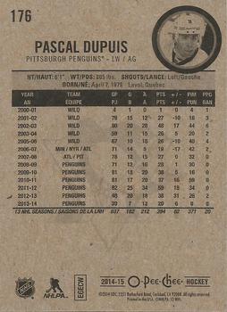 2014-15 O-Pee-Chee #176 Pascal Dupuis Back