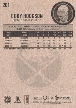 2014-15 O-Pee-Chee #201 Cody Hodgson Back