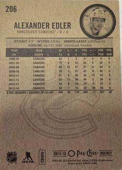 2014-15 O-Pee-Chee #206 Alexander Edler Back