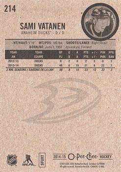 2014-15 O-Pee-Chee #214 Sami Vatanen Back
