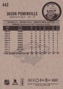 2014-15 O-Pee-Chee #442 Jason Pominville Back