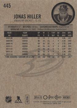 2014-15 O-Pee-Chee #445 Jonas Hiller Back