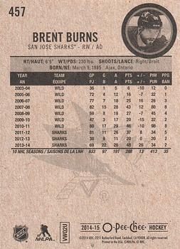2014-15 O-Pee-Chee #457 Brent Burns Back