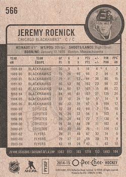 2014-15 O-Pee-Chee #566 Jeremy Roenick Back