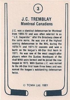 1981-82 TCMA #3 J.C. Tremblay Back