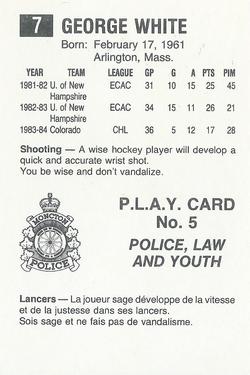 1984-85 Moncton Golden Flames (AHL) Police #5 George White Back