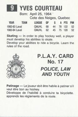 1984-85 Moncton Golden Flames (AHL) Police #17 Yves Courteau Back