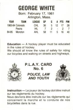 1985-86 Moncton Golden Flames (AHL) Police #6 George White Back